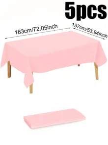 1/5pcs Pink Rectangular Tablecloth, Elegant & Durable - Spill-Proof, Wrinkle-Resistant, Washable Polyester Tablecloth, Suitable For Dining Table, Buffet, Camping, Restaurant, Holiday, Non-Wedding Events, Indoor & Outdoor Decor, Party Table - B - View 9