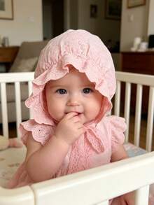 1pc Baby/Toddler Butterfly Lace Trim Sun Hat, Unisex Infant Daily UV Protection Canopy Bonnet, Cute Princess Pointed Cap For Spring/Summer/Autumn - 1PC - View 5