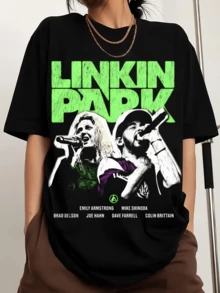 Linkins Parks Emily Armstrong Brad Delson Green Essential T-Shirt, Printed Sports T-Shirt With Crew Neck, Comfortable And Versatile. - màu đen - Xem 1