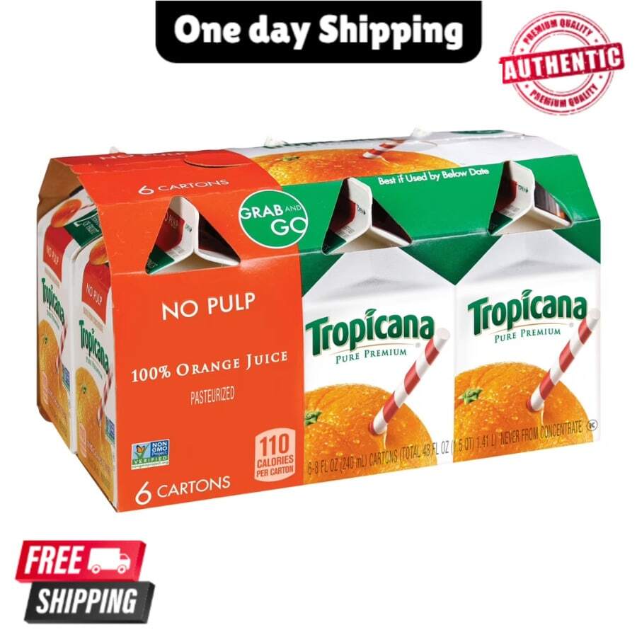 Tropicana Pure Premium Original Orange Juice Drink No Pulp 8 Fl Oz Cartons 6-Pack Refreshing Beverage - one-size - View 1