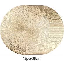 4/6/8/12pcs 15 Inch PVC Gold Round Placemats, Fireworks Pattern, 15 Inch Washable Placemats Suitable For Dining, Events, Banquets, Weddings, Bridal Showers, Home Daily Use - Gold - View 14