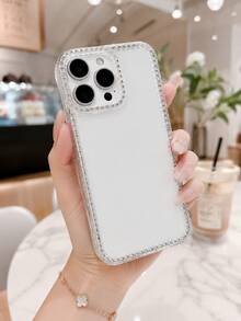 1pc Aesthetic Soft TPU Case With Sparkling Style And Full Coverage For IPhone 17/16/15/14 Pro, Perfectly Fits Camera - Clear - View 4
