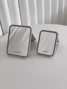 LED化妆镜，可折叠桌面化妆镜，带灯，3种照明模式，桌面化妆镜，USB充电化妆镜，旅行化妆镜，耐用PU皮革 - 彩色 - 查看 9