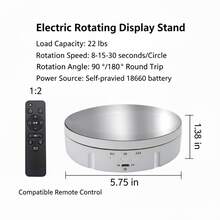 1pc 360 Degree Rotating Electric Display Stand, 7.7 Inch Top Mirror, Adjustable Rotation Speed And Angle, Suitable For Photography, Video And Product Display - 1PC - View 11