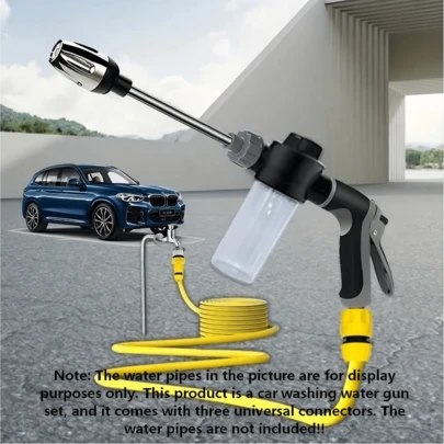 1pc High Pressure Car Wash Spray Gun, Multi-Function Water Gun, Garden Hose Sprayer With 3 Durable Connectors And Foam Cannon, Convenient Hose Nozzle Sprayer For Car Washing, Lawn And Garden, Plant Watering, Cleaning, With Storage Container.