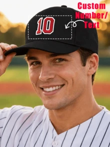 Custom 1pc Baseball Caps Personalized Gift Hat, Custom Number Or Text Hat, Birthday Gift For Boyfriend, Sports Fan Gift,Adjustable Hat For Men & Women,Bulk Baseball Caps For Team & Corporate Orders For Team Uniforms & Gifts,Ideal Gifts For Her,Ideal Gifts For Boyfriend,Ideal Gifts For Girlfriend,Ideal Gifts For Dad,Ideal Gifts For Mom,Ideal Gifts For Friends,Ideal Gifts For Family Him,Her,Boyfriend,Girlfriend,Dad,Family,Mom,Friends For Anniversaries - Black - View 1