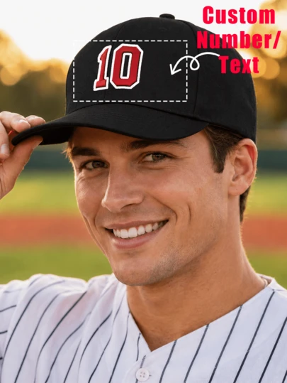 Custom 1pc Baseball Caps Personalized Gift Hat, Custom Number Or Text Hat, Birthday Gift For Boyfriend, Sports Fan Gift,Adjustable Hat For Men & Women,Bulk Baseball Caps For Team & Corporate Orders For Team Uniforms & Gifts,Ideal Gifts For Her,Ideal Gifts For Boyfriend,Ideal Gifts For Girlfriend,Ideal Gifts For Dad,Ideal Gifts For Mom,Ideal Gifts For Friends,Ideal Gifts For Family Him,Her,Boyfriend,Girlfriend,Dad,Family,Mom,Friends For Anniversaries
