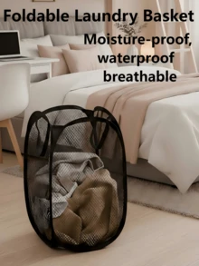 1pc Minimalist Foldable Laundry Basket, Large 36 X 36 X 58cm Portable Home Bedroom Bathroom Storage Basket - Multicolor - View 6