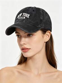 1pc Women's Washed NYC Letter Embroidery Baseball Cap, Suitable For Spring, Summer, Autumn, Winter, Sun Protection, Daily Wear, Outdoor Sports, Holiday, Travel - Blue - View 18