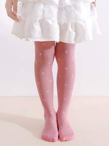 2pcs Girls' Heart Pattern Tights, UPF 50+ Physical Sunblock, Lightweight Breathable Sun Protection Stockings, High Density Knit Ultra-Thin Elastic Leggings, Summer - Multicolor - View 4