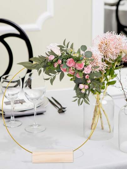 10pcs Metal Flower Wreath Center Decor Holders, Metal Ring Tabletop Flowers, Gold Tone Rings, Suitable For Making Wedding Table Flower Wreaths, Wall Decor Crafts, Handmade Rose And Greenery Designs, No Power Needed, Ideal For DIY Wedding Decorations, Dream Catchers, Birthday Table Decor