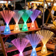 7色發光底座LED星空光纖燈,7色光纖星夜燈,創意禮品裝飾,節日裝飾,浪漫光纖夜燈,臥室氛圍燈,創意生日禮物,夢幻星空氛圍燈,床頭桌飾 - 多彩透光底座滿天星光纖燈 - 查看 14