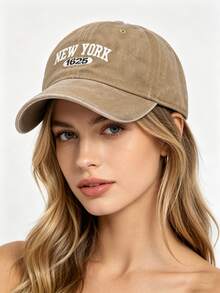1pc Women's Washed NYC Letter Embroidery Baseball Cap, Suitable For Spring, Summer, Autumn, Winter, Sun Protection, Daily Wear, Outdoor Sports, Holiday, Travel - Blue - View 14