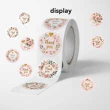 JOERBABU the little kangaroo Bobbie 502pcs/Roll Pink Rose Thank You Pattern Stickers, 10 Mixed Designs, Christmas Gift Wrapping Labels, Scrapbook Stickers, Planner Gift Wrapping, Paper Craft Decoration, Party Gift, Gift Box Decoration & Reward Stickers - Multicolor - View 2