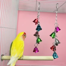 2件裝彩色鈴鐺吊飾鳥類玩具 - 附鈴鐺的籠掛裝飾、鸚鵡咬咬玩具、鳥籠鞦韆配件、耐咬鳥類用品，適用於虎皮鸚鵡、玄鳳鸚鵡、情侶鸚鵡 - 彩色 - 查看 8