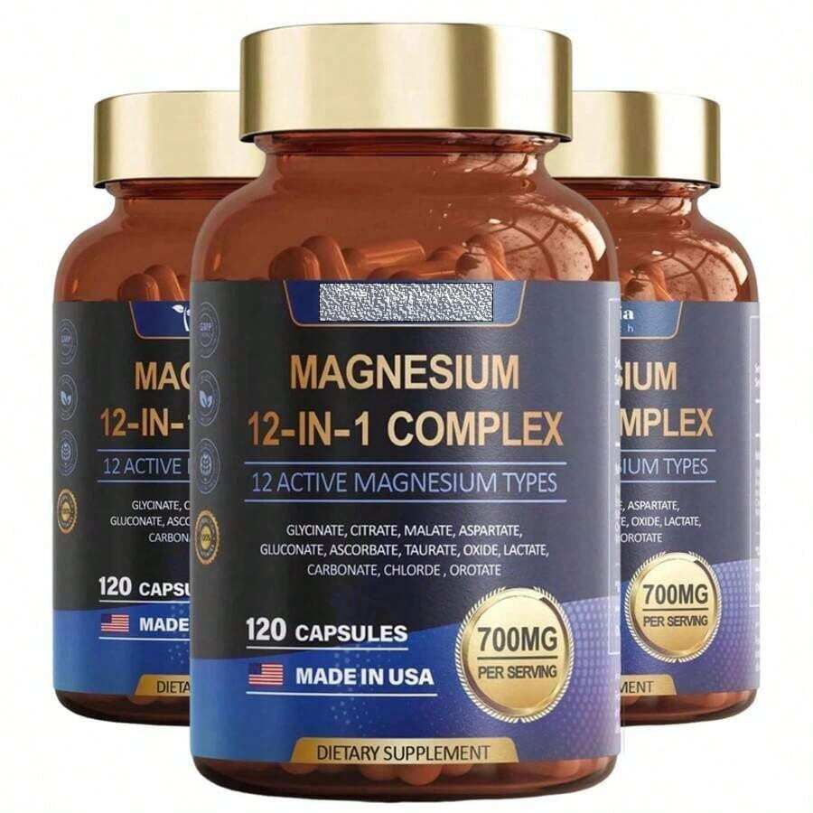 Magnesium 12-In-1 Complex 700mg – 3-Pack – High Absorption With 4 Types Of Magnesium – Bone, Muscle & Energy Support – Non-GMO – Best Value Bundle – Limited Time Offer - 單包 - View 1