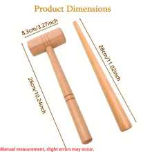 KLONKEE 2/1 Set Wooden Ring Repair/Shaping Tool Kit, Includes Unmarked Wooden Stick, Small Wooden Mallet (25mm Head), Ring Mandrel, Durable Hammer Tool, Ring Sizer Rod, Suitable For Ring Size Shaping, Jewelry Making And Measurement - Multicolor - View 2