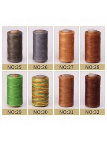2 Rolls 60m Flat Waxed Thread, Leather Sewing Waxed Line, Handmade Waxed Thread Suitable For Leather Craft DIY Weaving - Multicolor - View 9