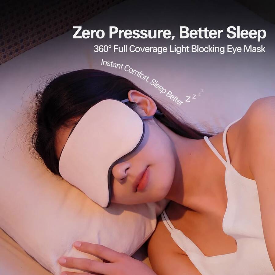 1pc Ultra Soft 3D Eye Mask, 100% Blackout, Sleep Mask, Smooth Sleep Mask, Sleep Aid Mask, Travel Sleep Mask, Student Nap Mask, Suitable For All Skin Types - Multicolor - View 1