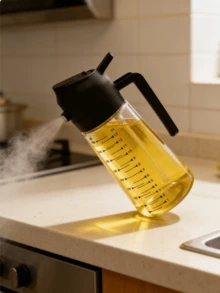 1件 2合1玻璃橄欖油分裝瓶兼烹飪噴霧瓶，16盎司深綠色高級玻璃油瓶，多功能廚房工具，適用於燒烤、露營車與居家廚房 - 查看 6