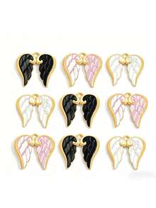 1pc/5PCS Pink Enamel Angel Wing Charm Pendant, Gold Plated DIY Jewelry Making Accessory For Necklace Bracelet - Wing - View 2