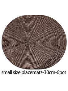 4/6pcs Brown PP Handwoven Placemats, Round Woven Placemats, Heat Insulation Pads, Decorative Mats, Best Selling, Multiple Colors Available, Table Mats, Wrinkle-Resistant Placemats, Suitable For Birthday, Christmas, Housewarming, Celebration, Holiday Party, Family Gathering, Etc. (The 38cm Size Is Suitable For Large Tables, The 30cm Size Is Suitable For Small Tables, And There Are Also 12cm Cute Coasters Available.) - Brown - View 18