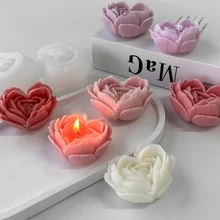 心形玫瑰花蜡烛硅胶模具，DIY花卉蜡烛制作，手工玫瑰皂，手工皂树脂石蜡烛，适用于婚礼、情人节、母亲节礼物 - 花朵 - 查看 6