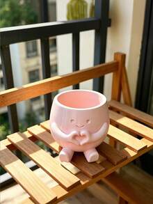 1pc Mini Succulent Plant Pot For Office Desks, A Perfect Container For Growing Herbs Or Succulents, Ideal As A Gardening Gift And Home Decoration, Made Of Plastic Set Of 3D Printed Sitting Posture Heart-Shaped Flower Pots,For Office Desktop, Creative Garden Balcony Landscape Planters, Home Decor Items - A - View 7