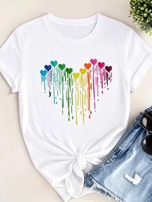 Breathable Pure Cotton Round Neck Short Sleeve Ladies Casual All Match Basic Top - White - View 1