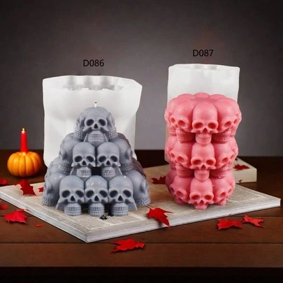 Khuôn silicon hình rắn trụ, khuôn nến trang trí Halloween hình đầu lâu
