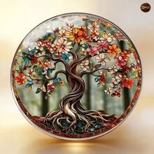 2D 平面彩色生命之树不锈钢胸针，创意圆形植物花卉图案徽章，简约时尚服饰配饰，男女通用翻领别针，复古艺术装饰，防过敏金属胸针，日常通勤穿搭装饰，创意礼品，个性化徽章，植物胸针，精致印刷工艺，优质不锈钢材质 - A - 查看 6