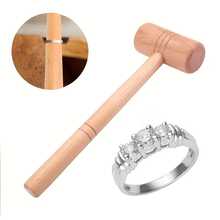 KLONKEE 2/1 Set Wooden Ring Repair/Shaping Tool Kit, Includes Unmarked Wooden Stick, Small Wooden Mallet (25mm Head), Ring Mandrel, Durable Hammer Tool, Ring Sizer Rod, Suitable For Ring Size Shaping, Jewelry Making And Measurement - Multicolor - View 6