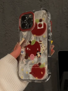 蘋果圖案 1 個蓬鬆羽毛裝飾手機殼，可愛動物設計，適用於 iPhone 16 Pro Max/16 Pro，韓系簡約優雅風格，創意卡通設計適用於 iPhone 13/12/11，適用於 iPhone 17 Pro Max、17 Pro、17、17 Air，附掛繩 - 彩色 - 查看 3