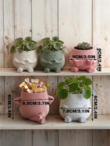 1pc Mini Succulent Plant Pot For Office Desks, A Perfect Container For Growing Herbs Or Succulents, Ideal As A Gardening Gift And Home Decoration, Made Of Plastic Set Of 3D Printed Sitting Posture Heart-Shaped Flower Pots,For Office Desktop, Creative Garden Balcony Landscape Planters, Home Decor Items - A - View 6