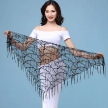 1件女款三角肚舞服裝，附亮片流蘇裙腰帶，適用於舞蹈表演、嘉年華、派對、夜店、海灘、異國風情裝飾、波希米亞、復古風格 - 彩色 - 查看 5