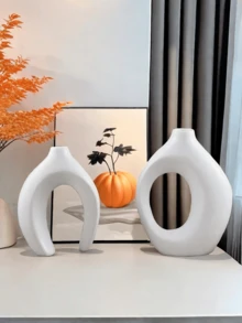 1 pièce Vase blanc de style nordique moderne avec un design tourbillonnaire complexe, convient pour la décoration de la maison, du bureau ou de l'entrée, idéal pour les fleurs séchées et les plantes vertes - Multicolore - Voir 13