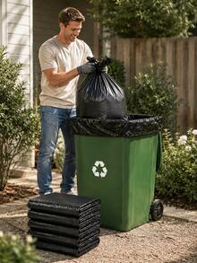 Large Heavy Duty Trash Bags – Thick, Durable Garbage Bags For Home, Garden & Cleaning, Multipurpose Household Essentials - Black - View 2