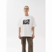 Camiseta de manga corta 100% algodón, estilo retro americano, holgada y versátil, para verano, moda europea y americana. - Blanco - Ver 3