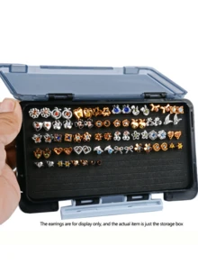 1 pieza Caja de almacenamiento de pendientes portátil para viajes, Caja de almacenamiento de joyas de gran capacidad, Caja de almacenamiento de pendientes compacta, Caja de almacenamiento de pendientes pequeña, Estante de exhibición de pendientes con ranuras de espuma, Caja de almacenamiento portátil, Estante de pendientes portátil - Multicolor - Ver 3