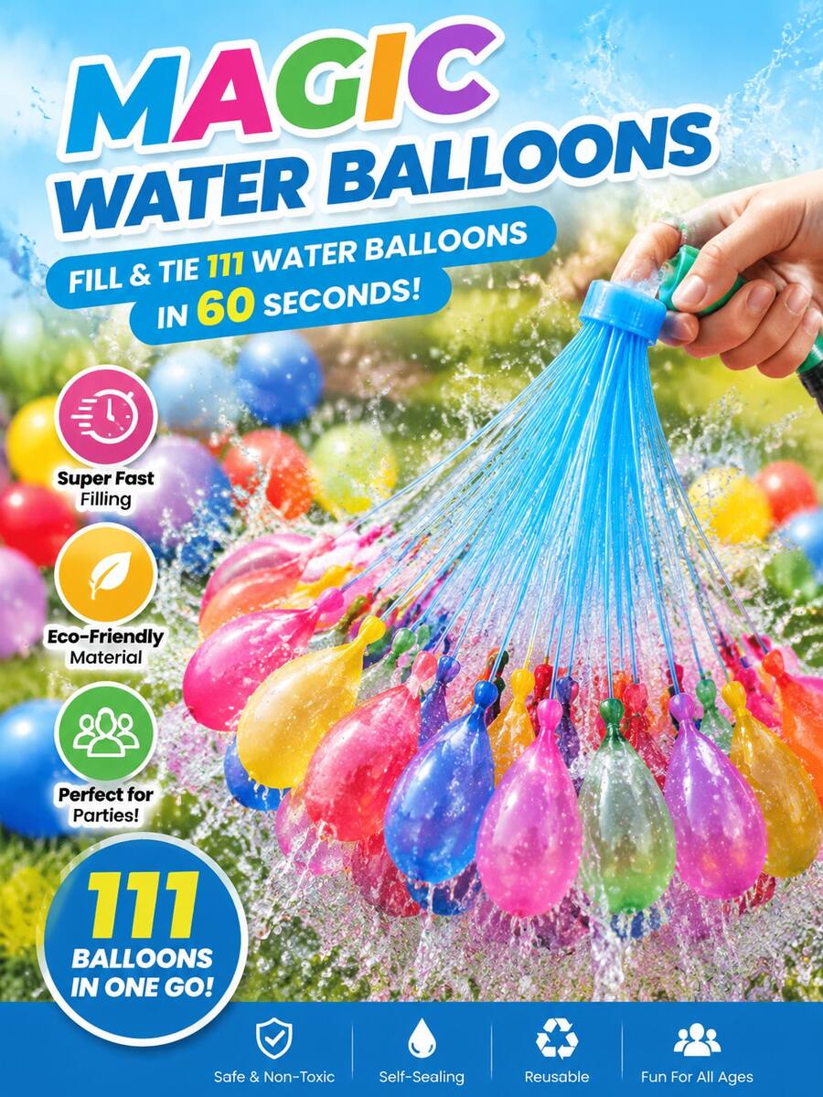 111/37pcs New Summer Fun Water Balloons, Quick-Fill Water Balloons, Water Gun Battle Balloons, Suitable For Parties And Water Games And Other Occasions