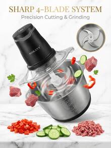 SOKANY 400W Electric Meat Grinder, 2L 304 Stainless Steel Food Chopper With 2 Speed Control, Multi-Function Mini Food Processor For Meat Vegetables Garlic, Detachable Dishwasher Bowl For Family Cooking - Silver - View 9