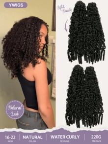 Y WIGS Extensiones de cabello humano rizado natural 100% Burmese, 200 hebras 240g 16-22 pulgadas, trenzas de diosa sedosas y sin costuras, adecuadas para verano, Navidad, cosplay, boda, festival de música - Natural Black - Ver 12