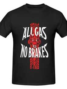 [Graphic T-Shirt] Black Short Sleeve T-Shirt - Bold 'FULL THROTTLE, NO BRAKES' Graphic Design Featuring A Fierce Red Wolf Illustration And Vertical Tire Tread Pattern, Rugged And Distressed Font, Perfect For Car Culture And Motorsports. A Short Sleeve T-Shirt Suitable For Home, Everyday Wear, Parties, And Travel-Ideal As A Gift For Friends Or Family. - 黑色 - 查看 6