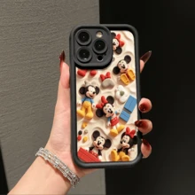 Disney Mickey & Minnie Phone Case, Protective Cover. Compatible With IPhone 17, 16, 15, 14, 13, 12, 11 Pro Series And Galaxy S22, S23, S24, S25 Models, Featuring Mickey And Minnie Mouse In Adorable Plush Toy Designs, With Playful Building Block Accessories On A Cream Background, Perfect For Fans Of The Iconic Duo, Ideal For Birthdays, Holidays, Anniversaries, Graduation Gifts, Or Any Special Occasion. - 粉色 - 查看 3