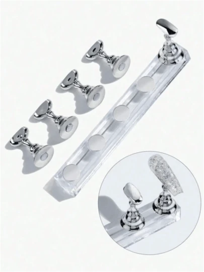 1 Set Magnetic Nail Extension Display Stand, Suitable For False Nails, Magnetic Base For Free Fixing, Designed For Salons And Home DIY Nail Practice, Nasion Storage Rack, Easy To Organize False Nail Extensions Without Tools, Nail Supplies, Nail Parts, Nail Stickers, Nail Storage, Artificial Nail