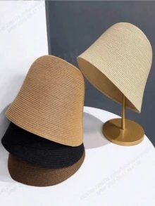 Mũ tai bèo gấp gọn thoáng khí mùa xuân/hè mới dành cho nữ, mũ rơm thời trang đa năng chống nắng, mũ chuông đơn giản thường ngày khi đi du lịch. - Nhiều màu - Xem 1