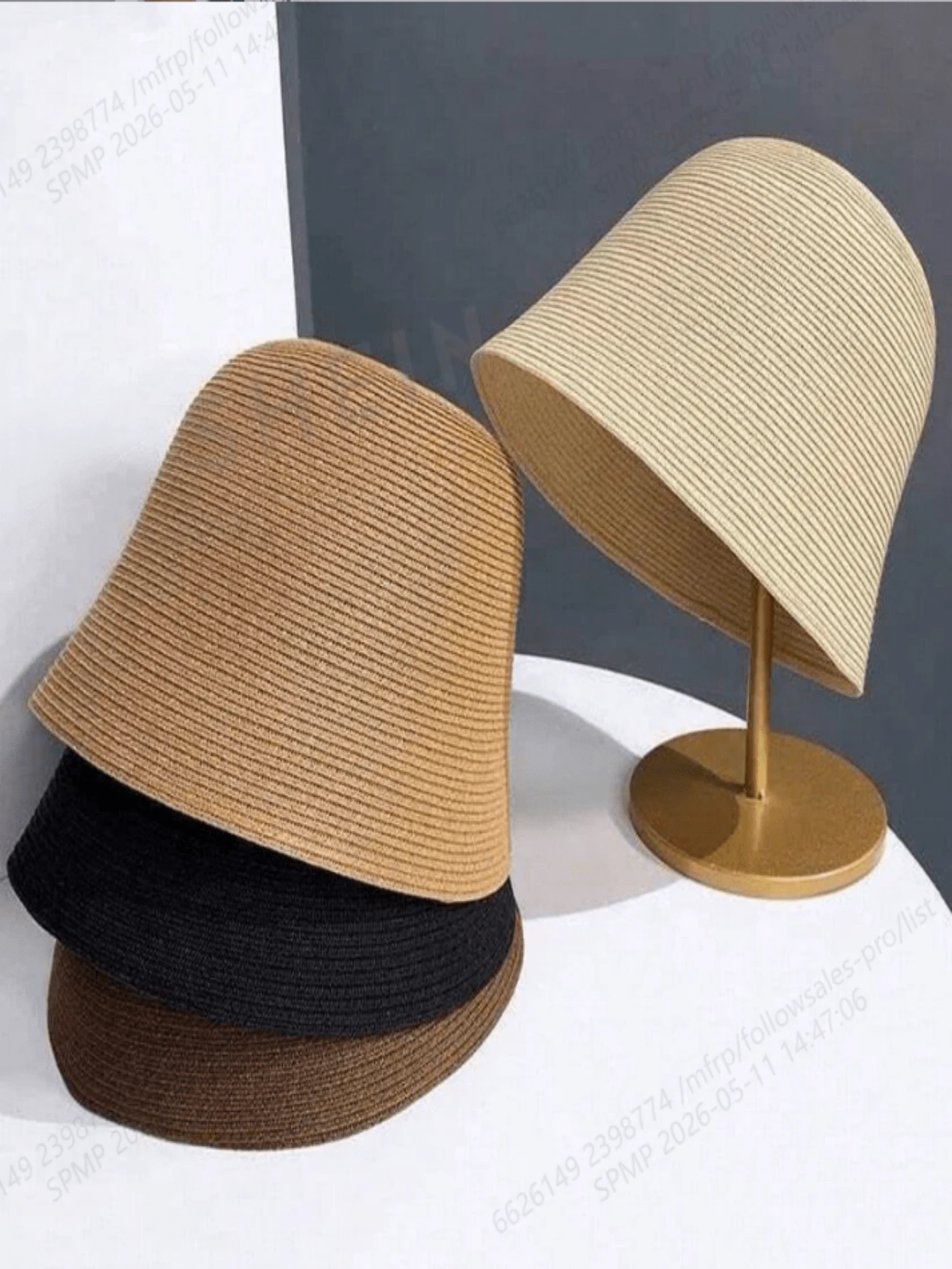 Mũ tai bèo gấp gọn thoáng khí mùa xuân/hè mới dành cho nữ, mũ rơm thời trang đa năng chống nắng, mũ chuông đơn giản thường ngày khi đi du lịch. - Nhiều màu - Xem 1