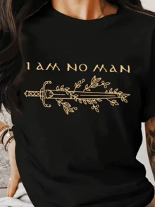 A Golden Sword Intertwined With Branches Symbolizes Inner Strength And Feminine Independence, Inspiring Power And Determination. A Comfortable, Modern, Casual Women's T-Shirt For Everyday Wear. - 黑色 - 查看 8