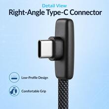 100W 6A USB To Type C Fast Charging Data Cable 90° Elbow Braided USB Cable Android Phone For SamsungS25 S24 HuaweiP50 Xiaomi15 K50 High-Speed Data Transfer Charge USB Cord - Black - View 6