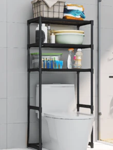 1 peça Prateleira de Arrumação para Casa de Banho Sem Furos, Instalação Rápida e Fácil, Arrumação com Poupança de Espaço, Design de Compartimentos Multicamadas, Capacidade de Carga Estável, Mantém a Casa de Banho Organizada, À Prova de Água e Humidade, Essencial para Apartamentos Pequenos. - Multicolorido - Ver 5